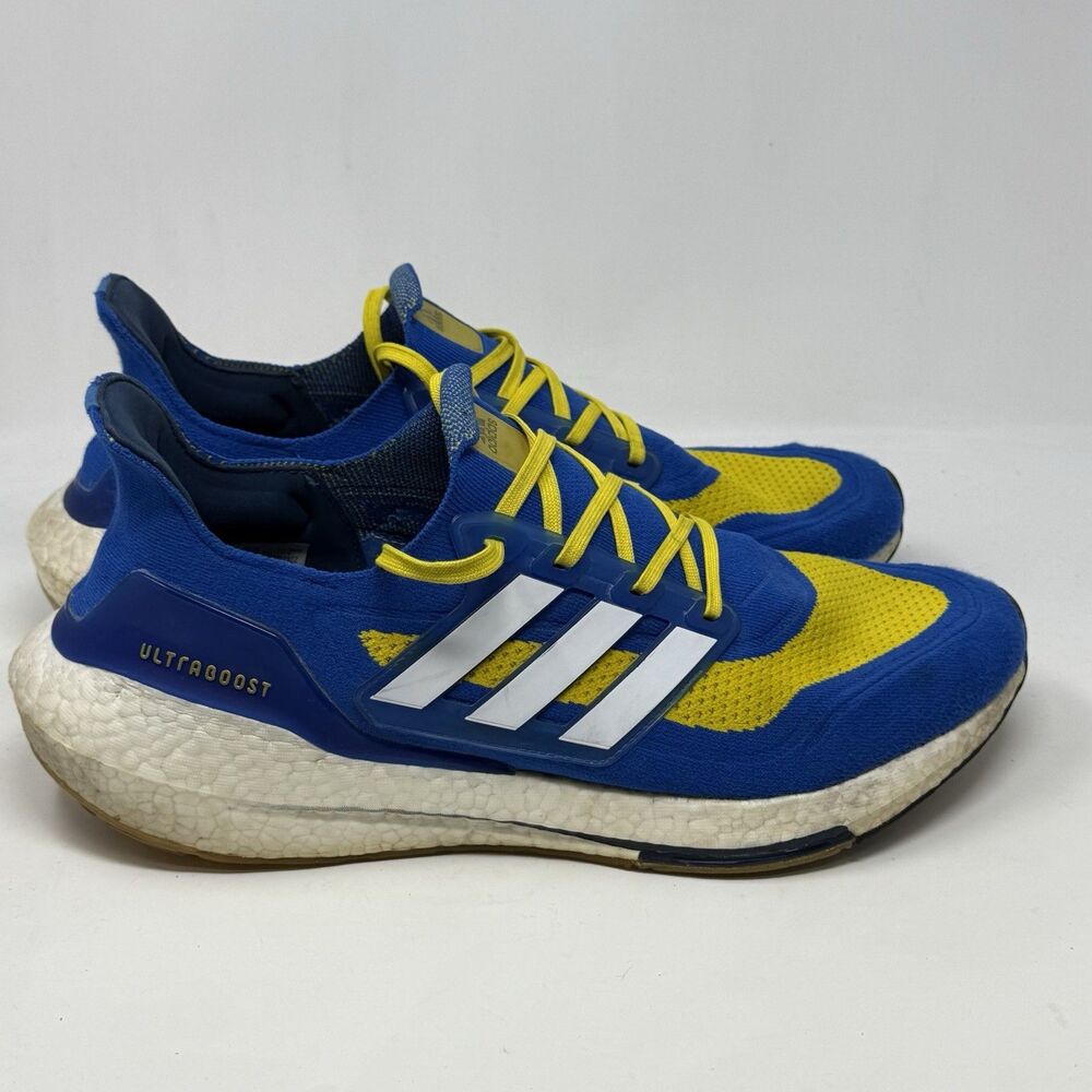 Adidas Ultraboost 21 Boston Marathon Sneakers Mens 13 Blue Yellow Shoes FZ1926